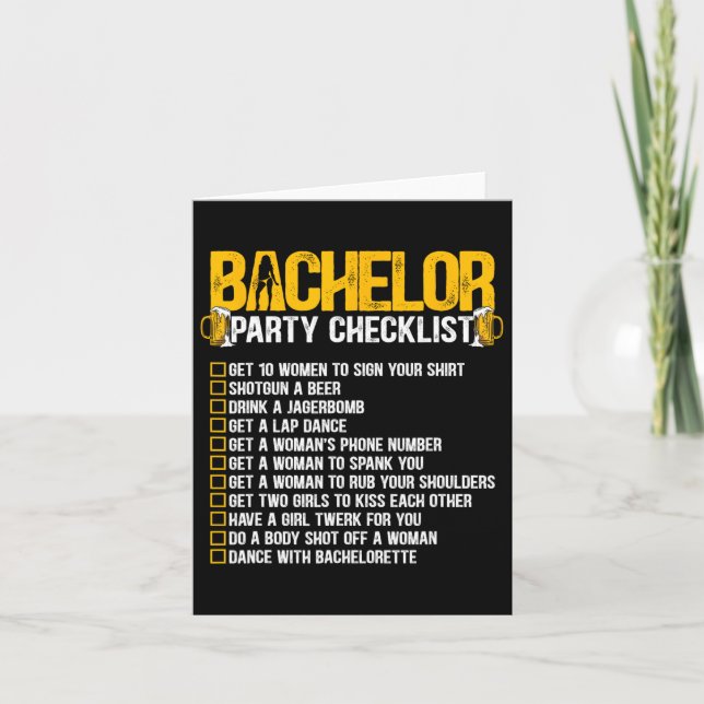 Gifta sig Groom Funny Bachelor Party Checkli Kort (Framsida)