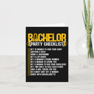 Gifta sig Groom Funny Bachelor Party Checkli Kort