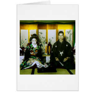 Gifta sig i gammala Japan som lycklig kopplar ihop Hälsningskort