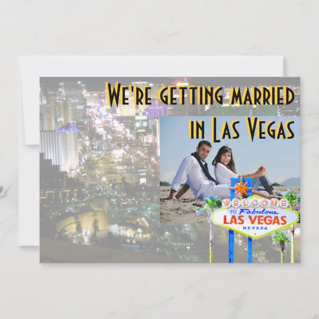 Gifta sig i Las Vegas-fotokort Inbjudningar (Framsida)
