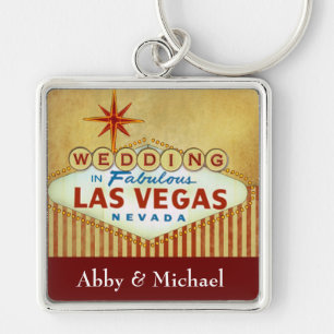 Gifta sig i sagolika Las Vegas - vintagerandar Fyrkantig Silverfärgad Nyckelring
