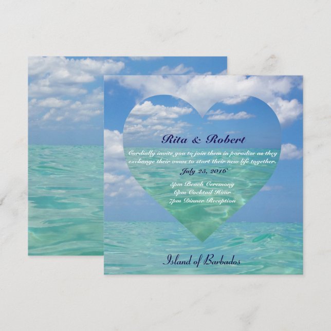 Gifta sig inbjudan för hav III Halv-Kommenterar (Fram/baksida)