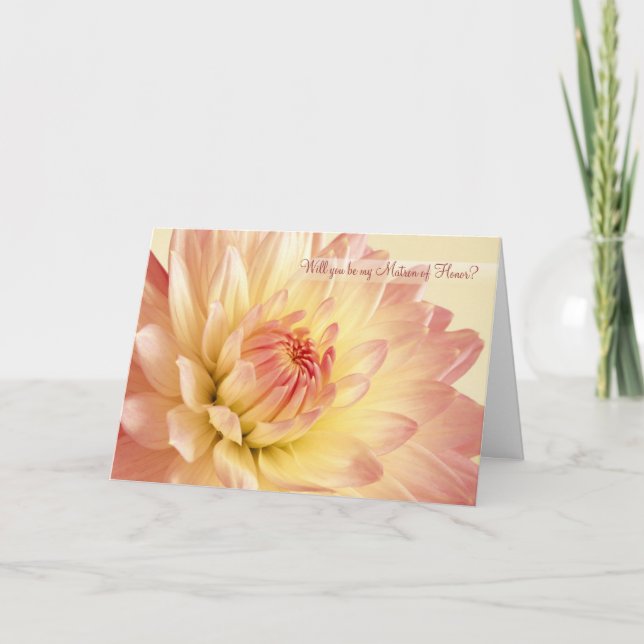 Gifta sig. Matron av hederkortet med dahliaen Inbjudan (Framsida)