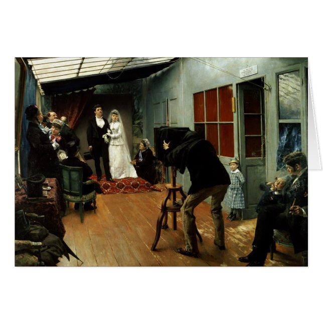 Gifta sig på fotografen, 1878-9 hälsningskort (Framsidan Horizontal)