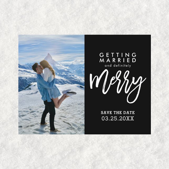 Gifta sig Photo Bröllop spara datum Vykort (Getting Married and Definitely Merry Save The Date Postcard)
