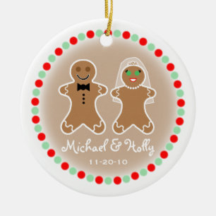Gifta sig prydnaden - Gingerbead brud & brudgum Julgransprydnad Keramik