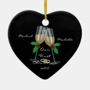 Gifta sig rostat bröd vår första julprydnad julgransprydnad keramik