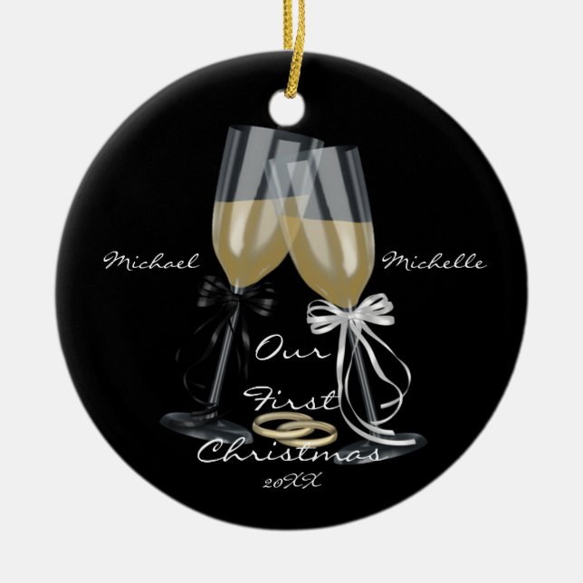 Gifta sig rostat bröd vår första julprydnad julgransprydnad keramik (Framsidan)