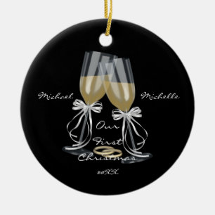 Gifta sig rostat bröd vår första julprydnad julgransprydnad keramik