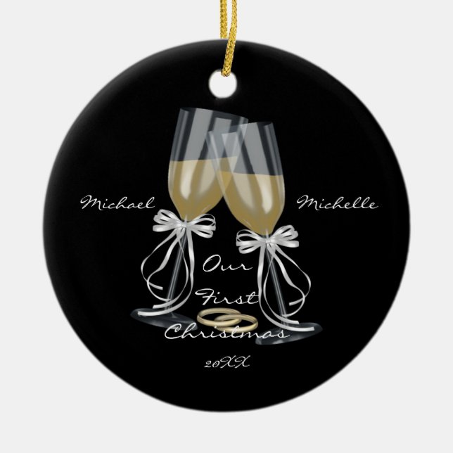 Gifta sig rostat bröd vår första julprydnad julgransprydnad keramik (Framsidan)