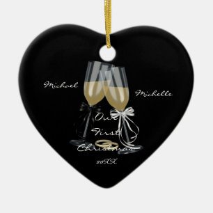 Gifta sig rostat bröd vår första julprydnad julgransprydnad keramik