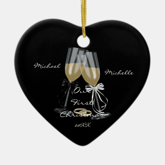 Gifta sig rostat bröd vår första julprydnad julgransprydnad keramik (Framsidan)