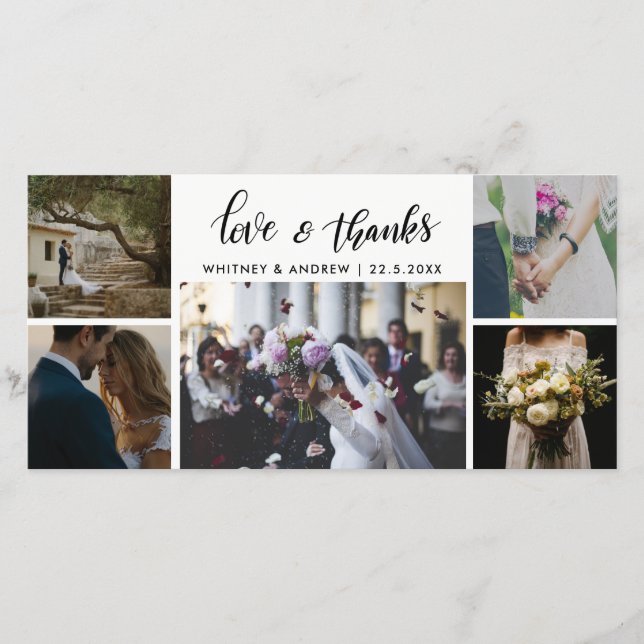 Gifta sig skrivar fem foto kärlek & tack kort (Framsida)