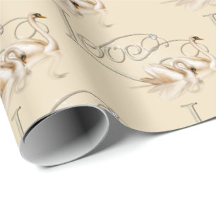 Gifta sig slå in Papper-Kärlek svanar Presentpapper