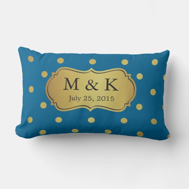 Gifta sig som är monogrammed - stilfull guld- lumbarkudde (Framsida)