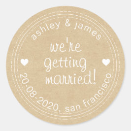 Gifta sig Spara datum för Kraft-kuvertförsegling Runt Klistermärke