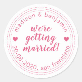 Gifta sig Spara Shock rosa Datum Runt Klistermärke
