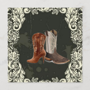 Gifta sig western cowboy boots bröllop inbjudningar