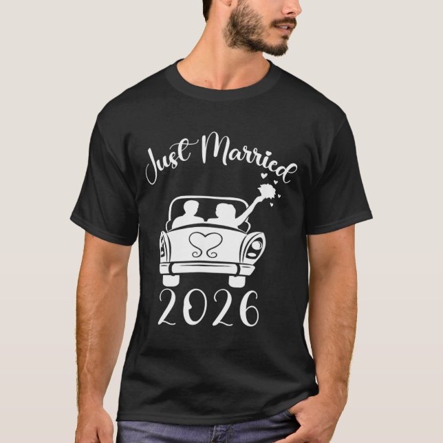 Giftade 2026 Bröllopsringar Matchande Par T Shirt (Framsida)