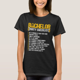 Giftas Brudgum Roligt Bachelorfest Checklista T Shirt