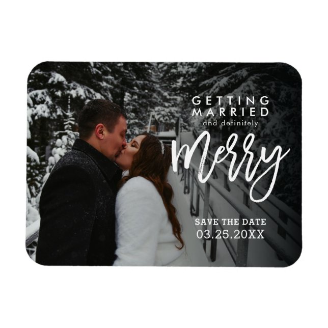 Giftas & definitivt glad Spara datum Magnet (Horisontell)