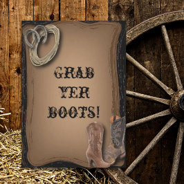 giftas västerländska cowboy boots bröllop inbjudningar