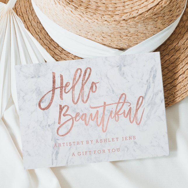 Giftcertifikat faux chic ro guld hej marble inbjudningar (Skapare uppladdad)