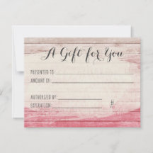 Giftcertifikat Rustic Wood  Rosa Shabby
