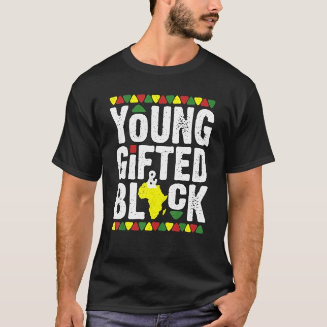 Gifted Young Black Dashiki African Pride History M T Shirt (Framsida)