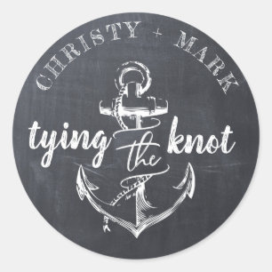 Gifter sig Anchor Chalkboard Bröllop Sticker Runt Klistermärke