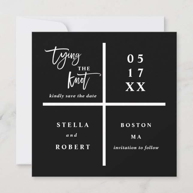 Gifter sig | Black Modern Bröllop Photo Spara Datumet (Framsida)