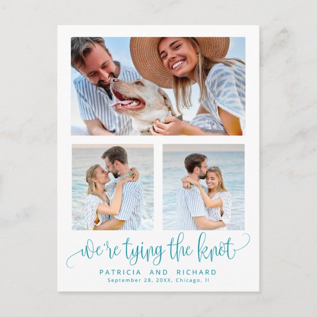 Gifter sig Bröllop spara datum 3-foto Vykort (Framsida)