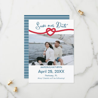 Gifter sig Chic Nautical Photo Spara datum Spara Datumet