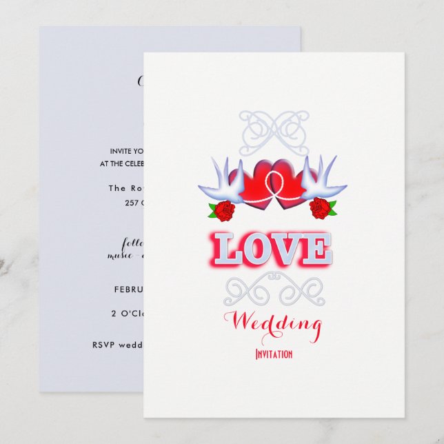 Gifter sig Elegant Romantic Bröllop Inbjudningar (Fram/baksida)