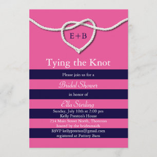 Gifter sig Fuchsia & Navy Möhippa Inbjudan