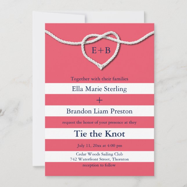 Gifter sig inbjudan till Coral Wedding (Framsida)