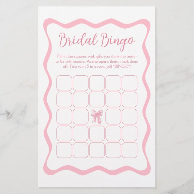 Gifter sig Möhippa Rosa Bow Bingo-spel (Framsida)