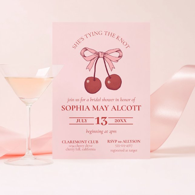 Gifter sig Möhippan Coquette Cherry Bow Inbjudningar (Skapare uppladdad)