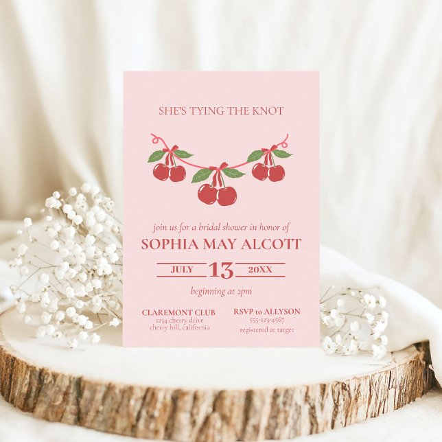 Gifter sig Möhippan Coquette Cherry Bows Inbjudningar (Skapare uppladdad)