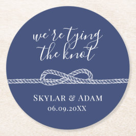 Gifter sig nautiskt blått Spara datum Underlägg Papper Rund