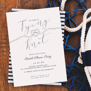 Gifter sig Rope Heart Nautical Navy & White Inbjudningar