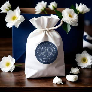 Gifter sig Rope Heart Nautical Navy & White Runt Klistermärke