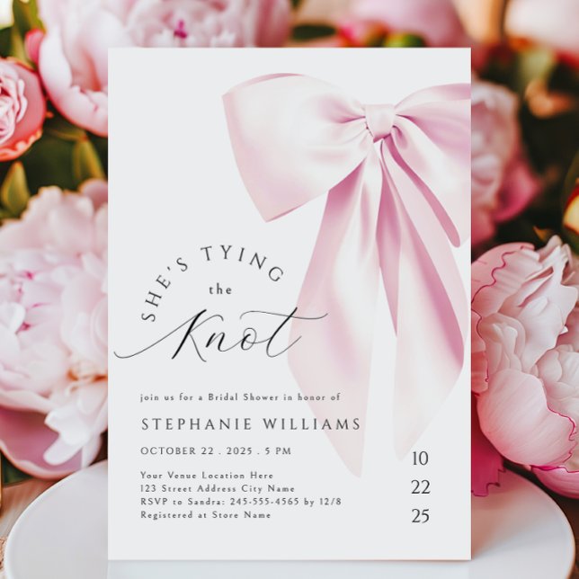 Gifter sig Rosa Bow Inbjudningskort för möhippan (Skapare uppladdad)