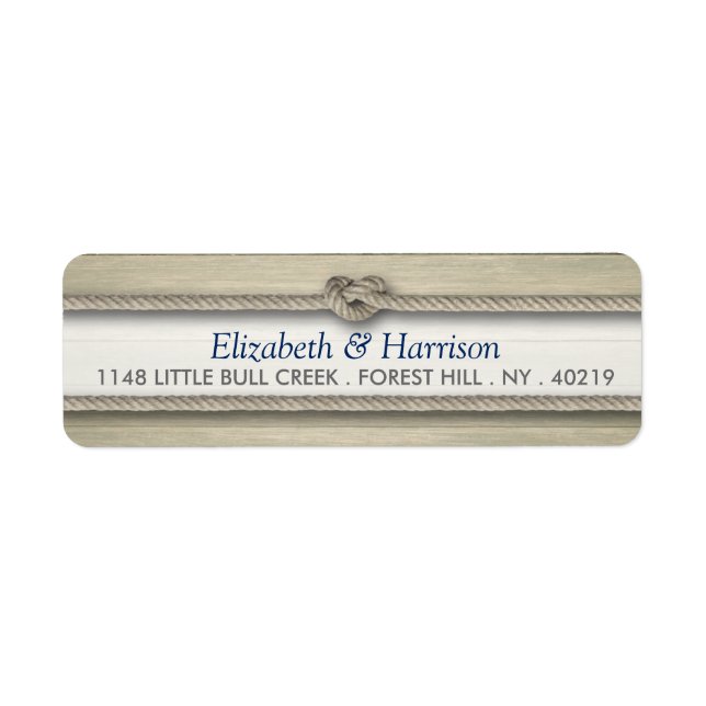 Gifter sig Rustic Beach Wedding Returadress Etikett (Framsidan)