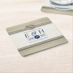 Gifter sig Rustic Beach Wedding Underlägg Papper Kvadrat