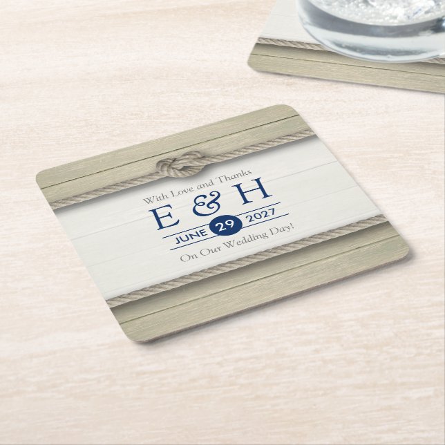 Gifter sig Rustic Beach Wedding Underlägg Papper Kvadrat (Vinklad)