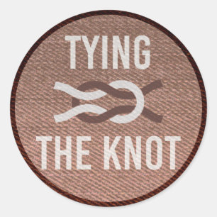 Gifter sig Scout Patch Bröllop Sticker Brown Runt Klistermärke