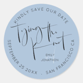 Gifter sig skriptblått Spara datum Runt Klistermärke