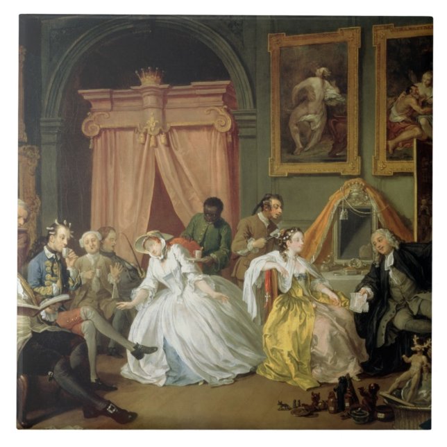 Giftermål a la Mode: IV, The Toilette, c.1743 (olj Kakelplatta (Framsidan)