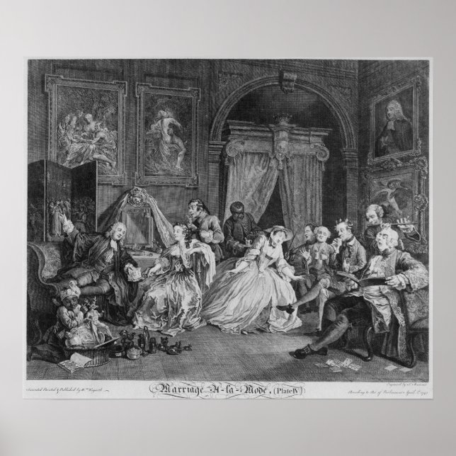Giftermål a la Mode, Plate IV, The Toilette, 1745 Poster (Framsidan)